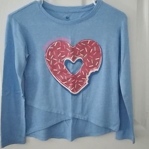 Girls Light Blue sweater with heart shaped donut
